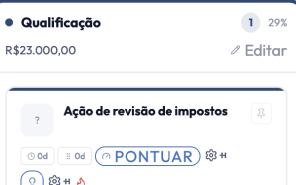 Etapa do funil comercial com uma oportunidade